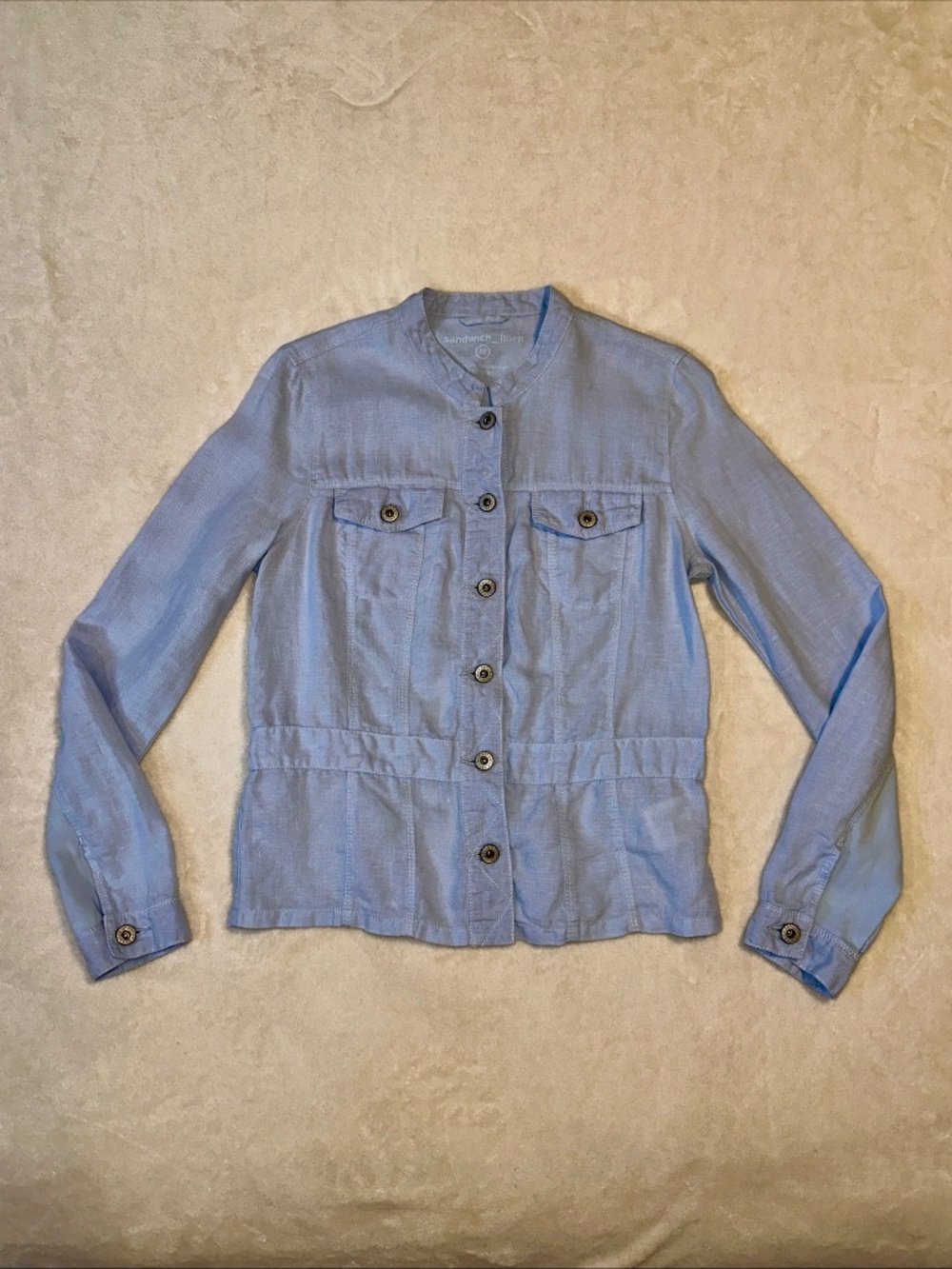 Sandwich 100% Linen Blue Long Sleeve Shirt/Shacket - Size 38 - Studio Amsterdam